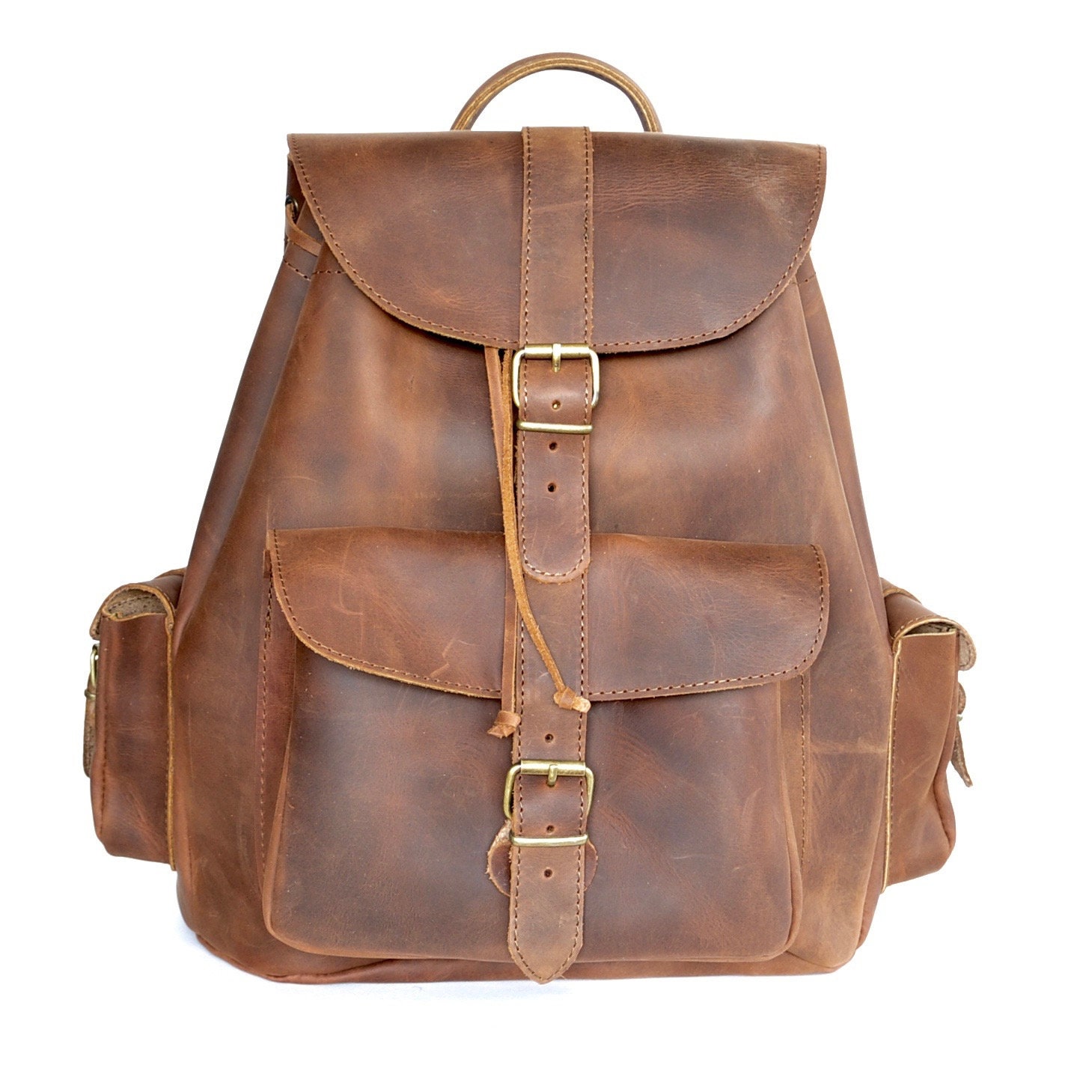 Extra Large leather backpack / Women/Men chestnut leather | Etsy