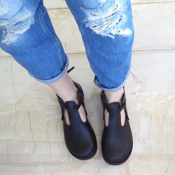 Handmade Leather Short Boots Comfortable Black Booties Funky Etsy