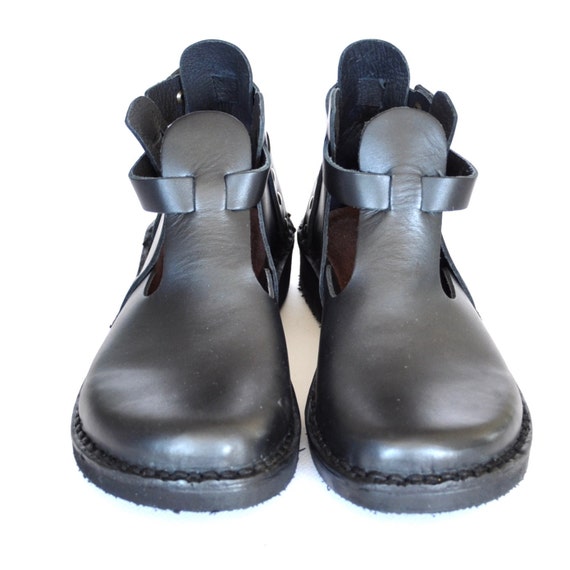 Handmade Leather Short Boots Comfortable Black Booties Funky Etsy