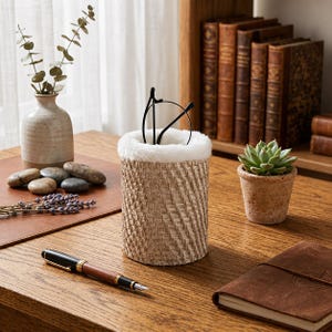 Soporte para gafas Mkono para mesita de noche, soporte protector de ratán para gafas, organizador de gafas para escritorio.