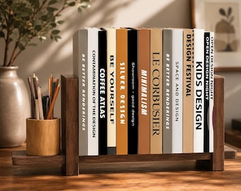 Libreria regolabile in noce / Porta libri da tavolo espandibile per scrivanie