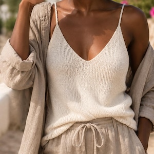 camisole knitting pattern. knit tank top easy knitting pattern. knit singlet pattern. vneck cami camisole womens knitting pattern. womens knit sleeveless top easy knitting pattern. halter top knitting pattern. knit summer top pattern. tank camisole vneck knitting pattern. vneck shirt knitting pattern. knit summer shirt sleeveless top