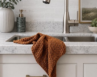 Classic Knit Tea Towel Pattern, Beginner Kitchen Dish Towel, Eco-Friendly Kitchen Decor, Cotton Towel Knit Pattern with Video Tutorials