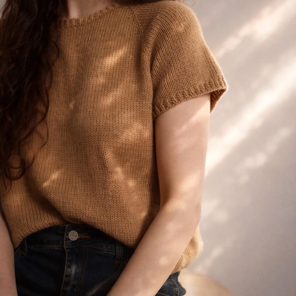 KNITTING PATTERN ⨯ Tee Shirt Knitting Pattern, Easy Sweater Knit Pattern ⨯ T-Shirt Knitting Pattern, Sweater Shirt Knitting Pattern