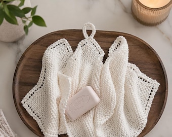Wash Cloths Knitting Pattern, Modern Farmhouse Decor Knit Kitchen Towel, Tea Towel Pattern, Dish Cloth Beginner Knitting Pattern, Videos