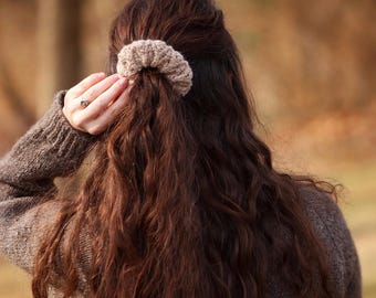 Lace Knit Scrunchie Pattern, Modern Stretchy Hair Tie, Women's Fashion Accessory, Modern Hair Scrunchie with Video Tutorials