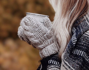 KNITTING PATTERN ⨯ Cable Mittens Knitting Pattern, Chunky Knit Mittens Pattern ⨯ Easy Cable Mittens Knitting Pattern, Fall Mittens Pattern