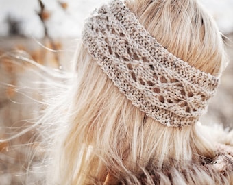 KNITTING PATTERN ⨯ Lace Headband Earwarmer Knitting Pattern ⨯ Ear Warmer Knit Pattern, Lace Headband Knit Pattern ⨯ Easy Knit Pattern