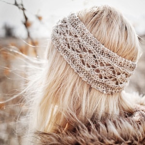 KNITTING PATTERN ⨯ Lace Headband Earwarmer Knitting Pattern ⨯ Ear Warmer Knit Pattern, Lace Headband Knit Pattern ⨯ Easy Knit Pattern