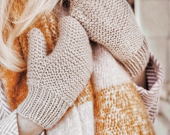 KNITTING PATTERN ⨯ Easy Mittens Knitting Pattern, Cozy Mittens Knit Pattern ⨯ Easy Mittens Knit Pattern, Easy Knit Pattern, Beginner Mittens