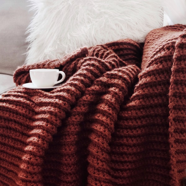 CROCHET PATTERN ⨯ Chunky Crochet Blanket Throw, Easy Crochet Afghan Pattern ⨯  Easy Crochet Blanket Pattern, Chunky Crochet Throw Blanket