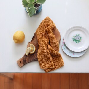 KNITTING PATTERN ⨯ Yellow Farmhouse Kitchen Towel Knitting Pattern ⨯ Easy Knitting Pattern, Beginner Knit Pattern ⨯ Tea Towel Knit Pattern