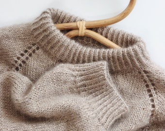 KNITTING PATTERN ⨯ Sweater Knitting Pattern, Pullover Knit Pattern ⨯ Women Jumper Knitting Pattern, Raglan Top-Down Sweater Knit Pattern