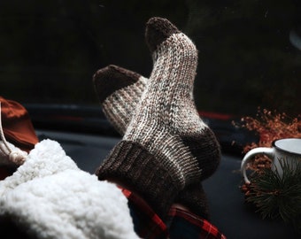 KNITTING PATTERN ⨯ Cozy Cabin Socks Knitting Pattern, Boot Socks Knit Pattern ⨯ Easy Socks Knitting Pattern, Winter Socks Knitting Pattern