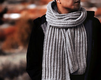 KNITTING PATTERN ⨯ Men's Scarf Knitting Pattern, Classic Rib Scarf Knit Pattern ⨯ Beginner Scarf Knitting Pattern, Men's Scarf Knit Pattern