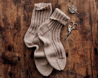 KNITTING PATTERN ⨯ Classic Socks Knitting Pattern, Texture Socks Knit Pattern ⨯ Cozy Socks Knitting Pattern, Ribbed Socks Knit Pattern