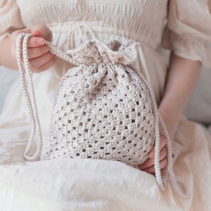 CROCHET PATTERN ⨯ Drawstring Purse Crochet Pattern, Reticule Crochet Pattern ⨯ Purse Easy Crochet Pattern, Vintage Bag Easy Crochet Pattern