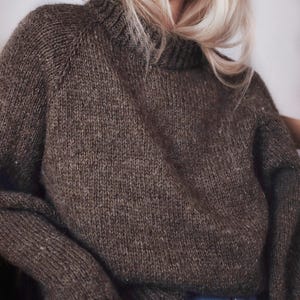 Modello per maglione oversize a maglia, modello raglan facile da lavorare a maglia, girocollo senza cuciture dall'alto verso il basso, maglione a maglia di peso medio, tutorial video