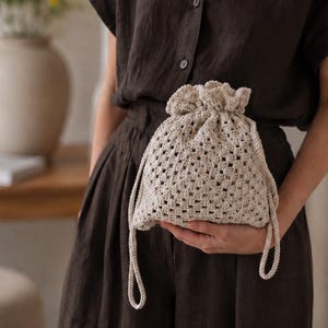 Crochet Drawstring Purse Pattern, Crochet Bucket Bag, Vintage Reticule Bag, Crochet Crossbody Purse, Small Crochet Handbag, with Videos