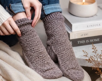 Boot Socks Knitting Pattern, Easy Crew Socks, Top-Down Cozy Fall Socks Knit Pattern, Knit Hiking Socks, Beginner Socks Pattern, Videos