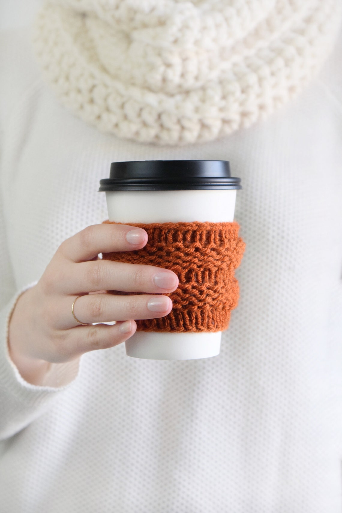 KNITTING PATTERN Coffee Cozy Knitting Pattern Beginner Knit Etsy