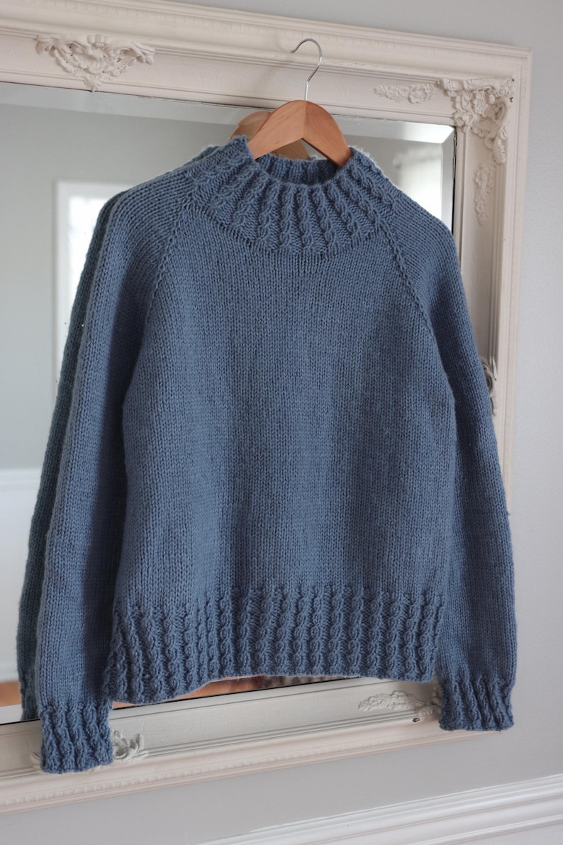 Cable knit sweater pattern, easy raglan sweater knitting pattern. women top down seamless raglan sweater with cables. oversize knit sweater pattern for women. beginner turtleneck pullover sweater knit pattern. high neck jumper knit pattern mock neck. Worsted weight raglan sweater knitting pattern, seamless top-down cable knit pullover PDF