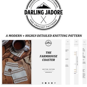 KNITTING PATTERN Farmhouse Coaster Knitting Pattern Easy Knitting Pattern, Décor Knit Pattern, Beginner Knitting Pattern, Knit Pattern image 4