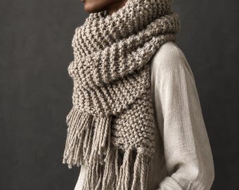 Blanket Scarf Knitting Pattern, Beginner Knit Pattern, Oversize Shawl Knitting Pattern, Large Knit Wrap Pattern, with Video Tutorials