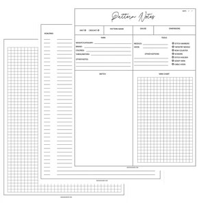PATTERN DRAFTING NOTES ⨯ Knitting Pattern Notes Template ⨯ Crochet Pattern Notes Template ⨯ Digital Pattern Download, Instant Download