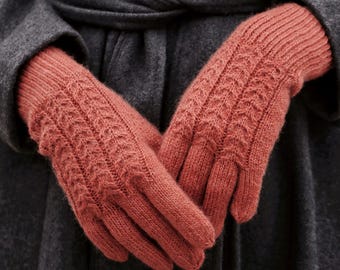 Cable Gloves Knitting Pattern, Full Finger Classic Women Gloves, DPN Cuff-Up Cable Gloves, Womens Fall Gloves Knit Pattern, With Videos