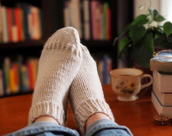Worsted Ankle Socks Knitting Pattern, Beginner Knit Socks Pattern, Womens Boot Socks Knitting Pattern, Quarter Crew Ankle Socks, Videos