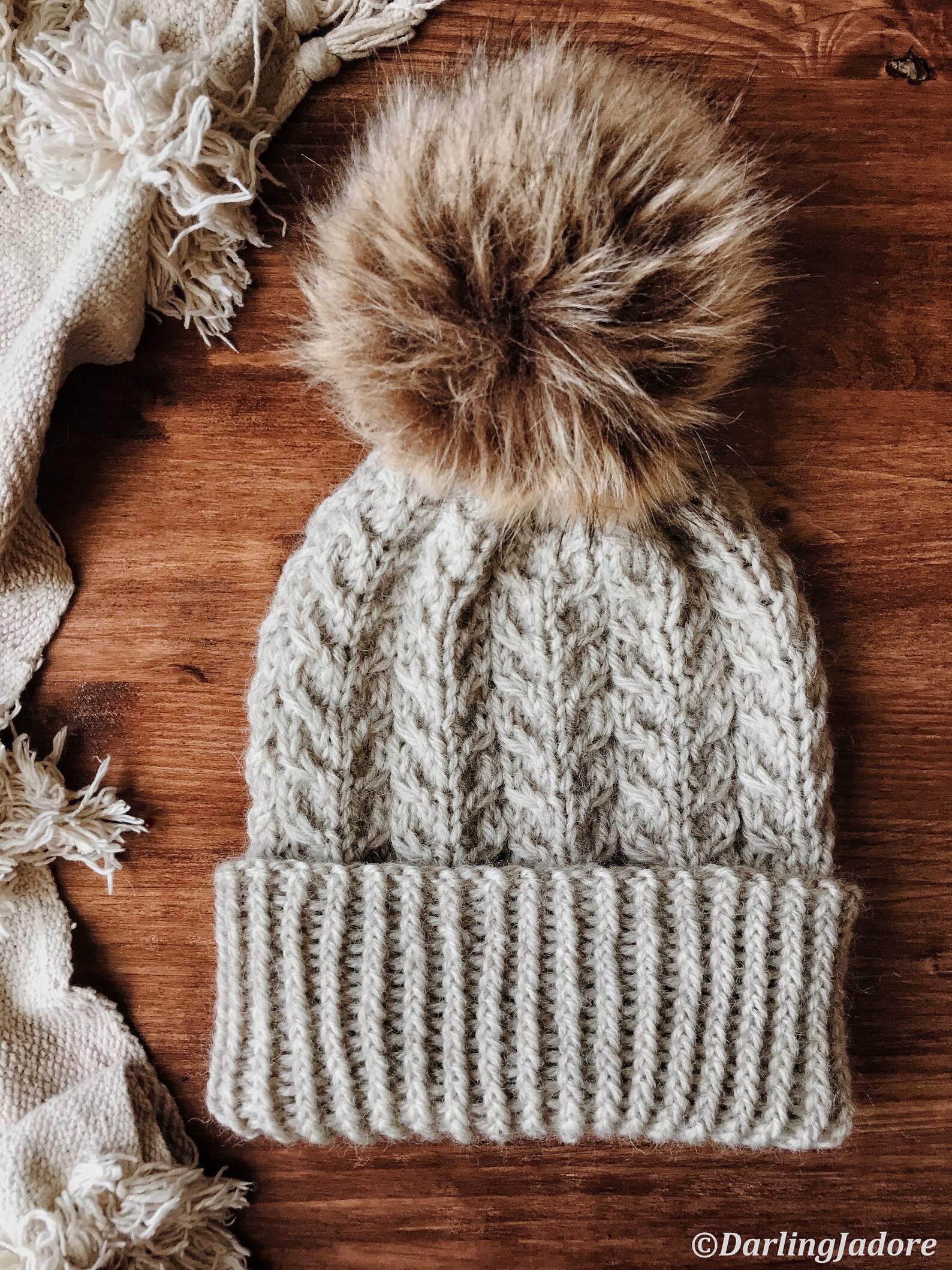 KNITTING PATTERN Cable Knit Beanie Slouchy Hat Cable Knit | Etsy