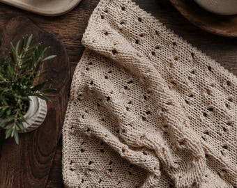 Kitchen Towel Knitting Pattern, Easy Knit Napkin Pattern, Beginner Lace Towel Knitting Pattern, Easy Knit Tea Towel Pattern, with Videos