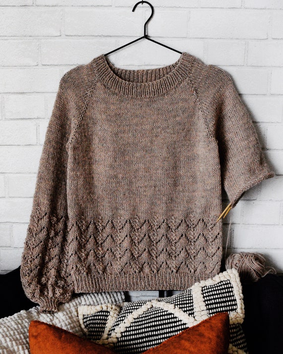 Knitting Pattern Lacy Knit Sweater Pattern Beginner Sweater Raglan Pattern Pullover Sweater Knitting Pattern Raglan Knitting Pattern