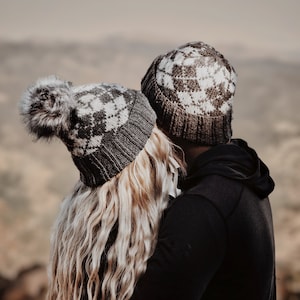 KNITTING PATTERN ⨯ Argyle Beanie Knitting Pattern, Beanie Knit Pattern ⨯ His & Hers Beanie Knit Pattern, Fair Isle Hat Knit Beanie Pattern