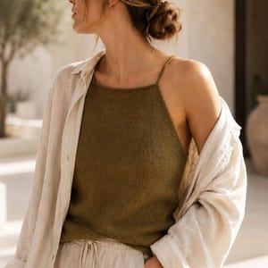 Patrón de camisola de punto, patrón de camiseta sin mangas de punto para principiantes, patrón de top halter de punto para verano, patrón de camisola de punto fácil para verano, videos