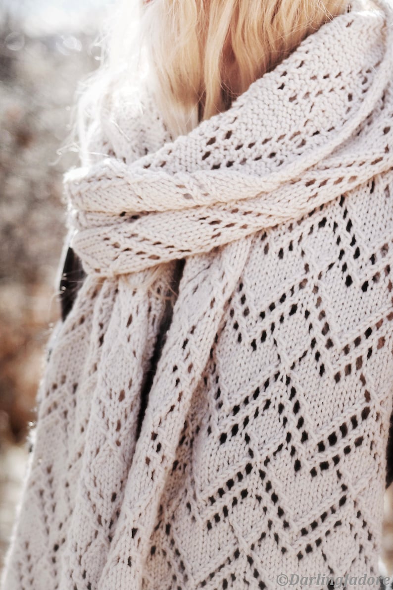 KNITTING PATTERN Lacy Knit Scarf Long Fashion Scarf Easy Etsy
