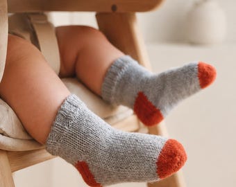 Patrón de tejido para calcetines de bebé, calcetines de punto fáciles, patrón de tejido para calcetines infantiles con bloques de color, calcetines retro para niños pequeños, calcetines de punto para bebés de 1T a 3T, videos