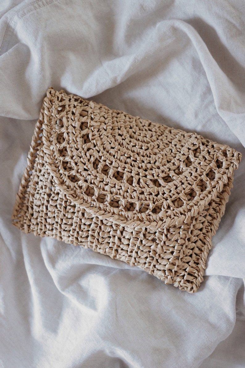 CROCHET PATTERN Clutch Crochet Pattern Raffia Clutch Purse Etsy