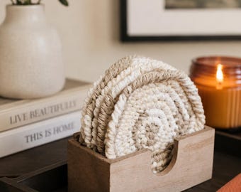 Round Crochet Coaster Pattern, Classic Stitch Circular Coaster Set, Rope Edge, Farmhouse Home Decor with Video Tutorials