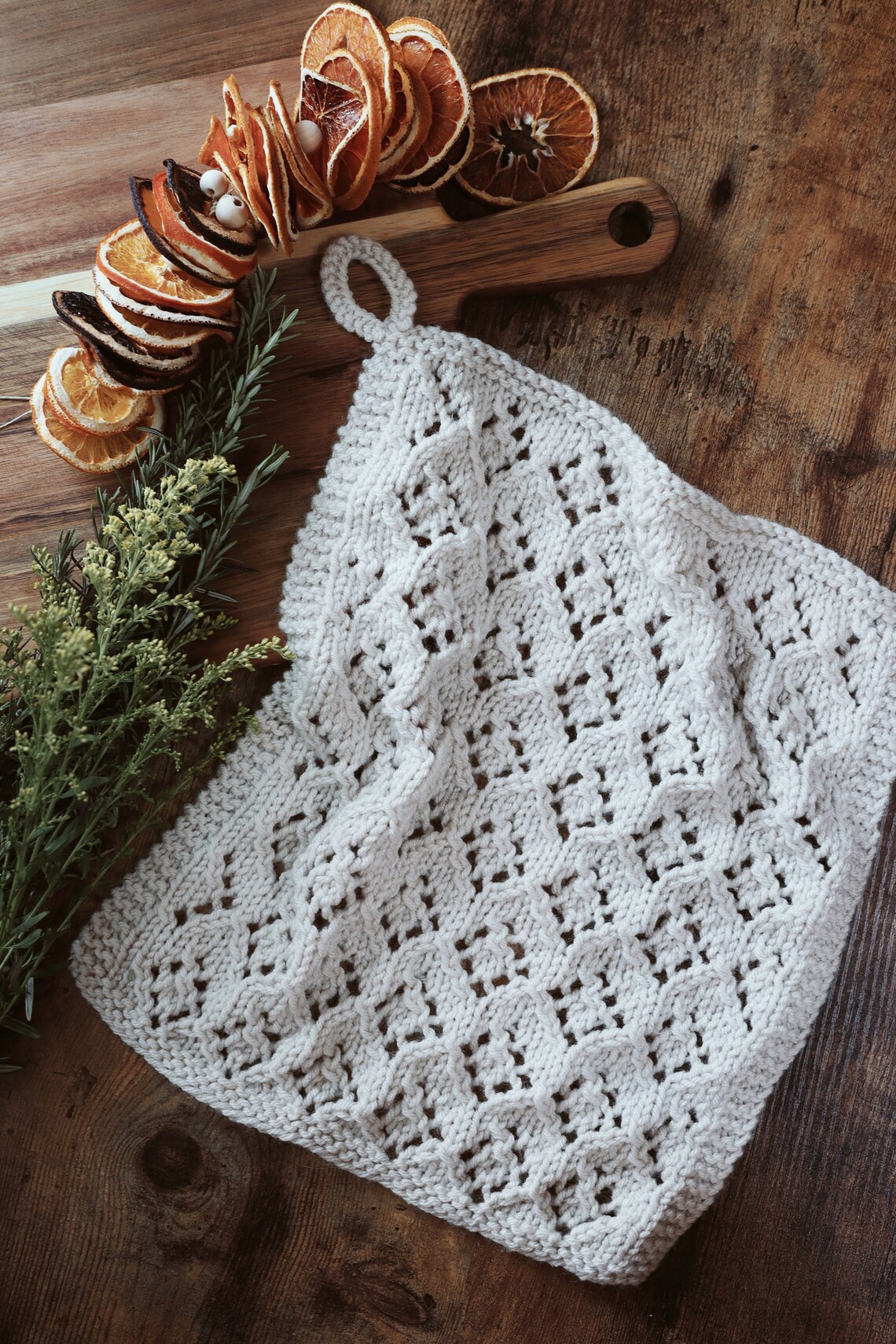 KNITTING PATTERN Lace Knit Tea Towel Kitchen Decor Hand Etsy