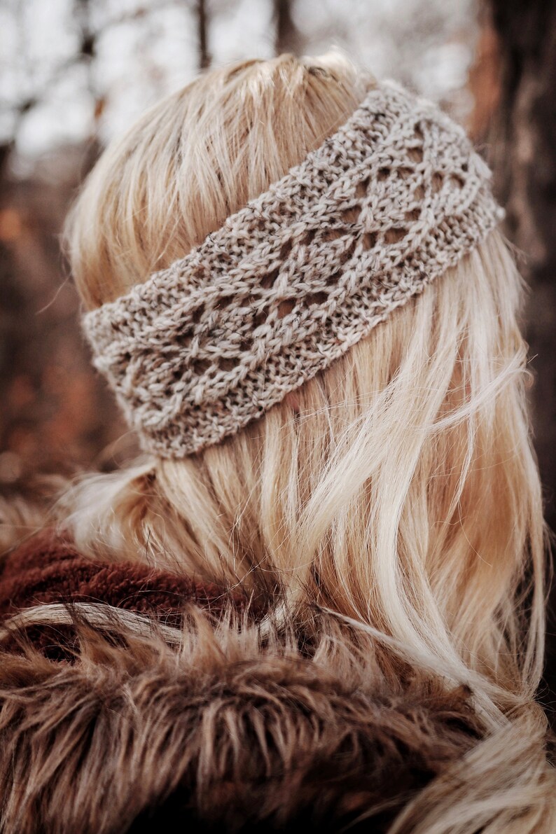 KNITTING PATTERN Lace Headband Earwarmer Knitting Pattern Ear Warmer Knit Pattern, Lace Headband Knit Pattern Easy Knit Pattern image 5