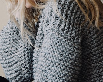 Beginner Chunky Knit Sweater Pattern, Bulky Sweater for Women, Beginner Sweater Knit Pattern with Video Tutorials
