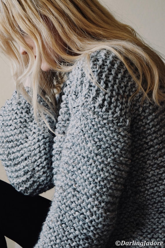 Beginner Chunky Knit Sweater Pattern, Bulky Sweater for Women, Beginner Sweater Knit Pattern with Video Tutorials