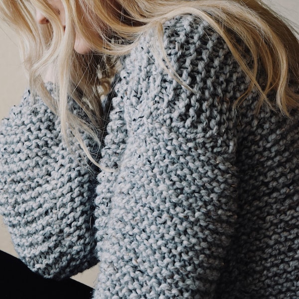 Chunky Knit Sweater Pattern, Bulky Sweater for Women, Beginner Sweater Knit Pattern with Video Tutorials