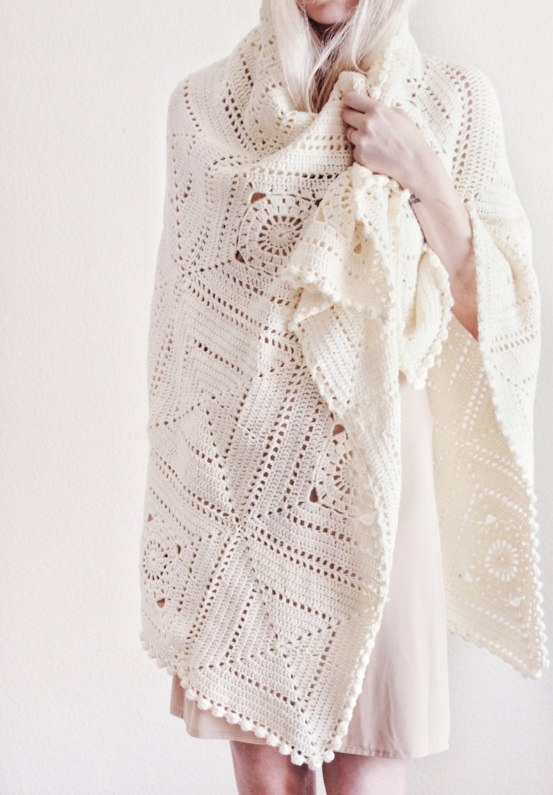 granny square blanket crochet pattern. crochet modern throw blanket. hygge decor modern crochet throw afghan decor blanket. granny square lace crochet throw baby blanket.