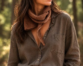 Skinny Scarf Knitting Pattern, Easy Knit Womens Scarf, Fall Winter Knit Scarf Neckerchief Tapered Ends, Mini Knit Scarf Shawl Videos