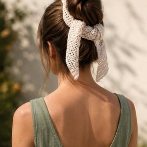 crochet small scarf pattern by darling jadore. little crochet neck scarf. petite neck scarf neck tie crochet pattern. easy crochet scarf pattern. tiny crochet scarf pattern.