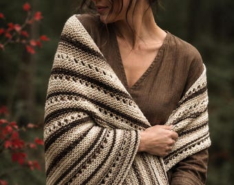 Triangle Scarf Knitting Pattern, Knit Banana Shawl Easy Knitting Pattern, Knit Triangle Bib Scarf Winter Shawl Easy Knitting, with Videos