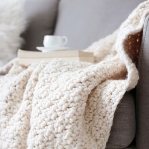 CROCHET PATTERN ⨯ Chunky Crochet Blanket, Easy Crochet Throw Pattern ⨯ Beginner Crochet Pattern, Easy Blanket Afghan Crochet Pattern Throw
